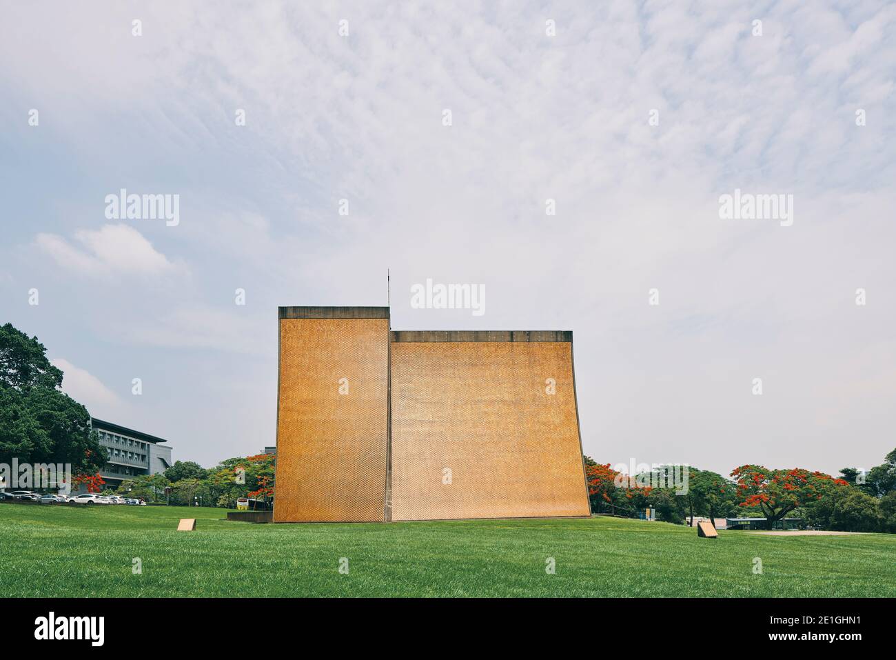 Vue extérieure de la chapelle Luce Memorial à Xitun, Taichung, Taïwan, sur le campus de l'Université Tunghai par l'architecte I. M. PEI. Banque D'Images