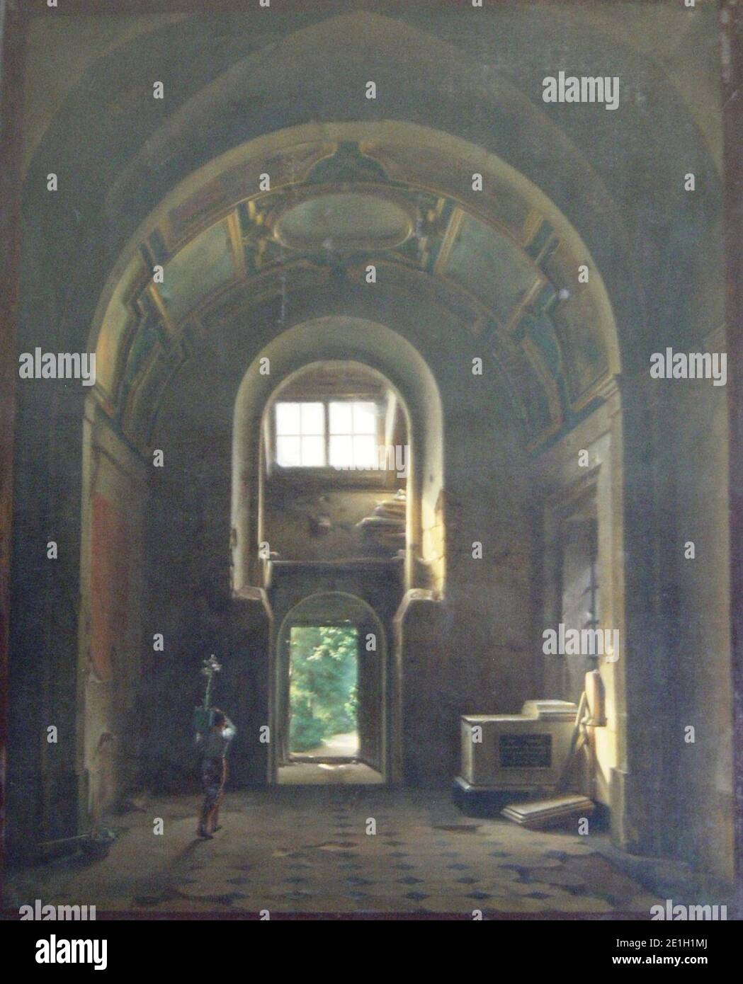 Louis-Jacques Daguerre - intérieur d'une chapelle de l'église des Feuillants à Paris. Banque D'Images