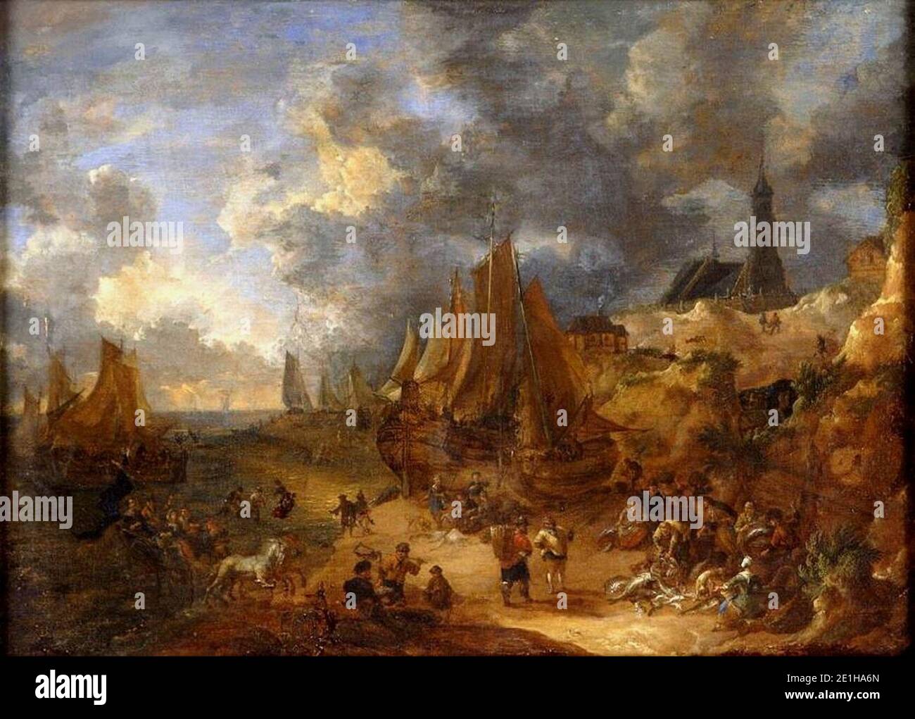 Lucas Smout le plus jeune - la plage à Scheveningen. Banque D'Images