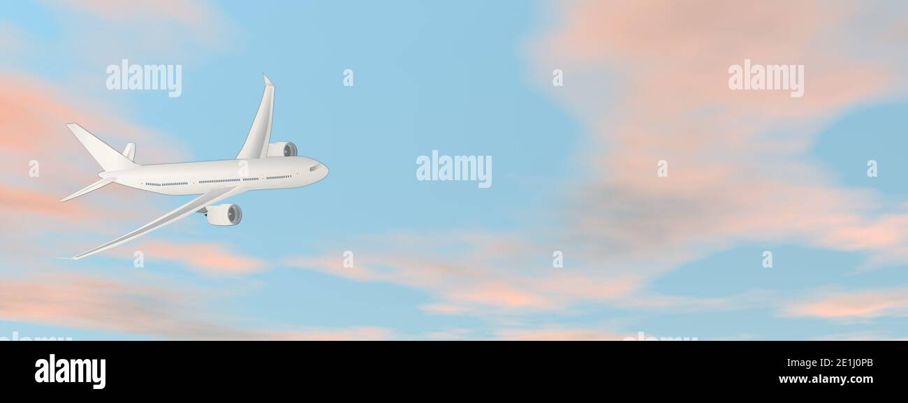 Avion volant dans le ciel - rendu 3D Banque D'Images