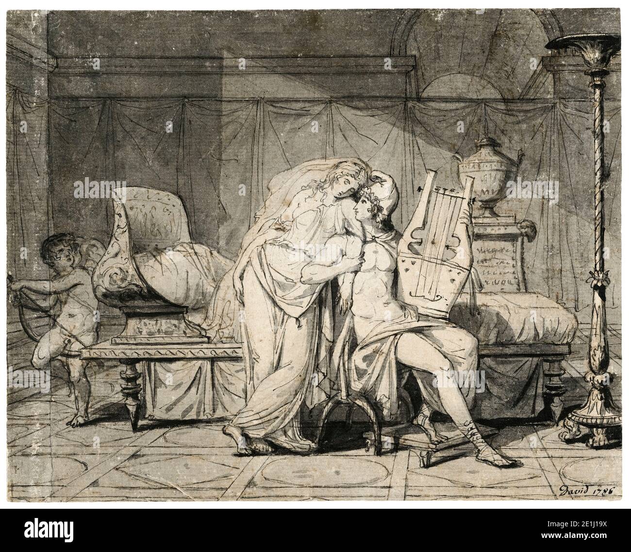 Jacques-Louis David, Paris et Helen, dessin, 1786 Banque D'Images