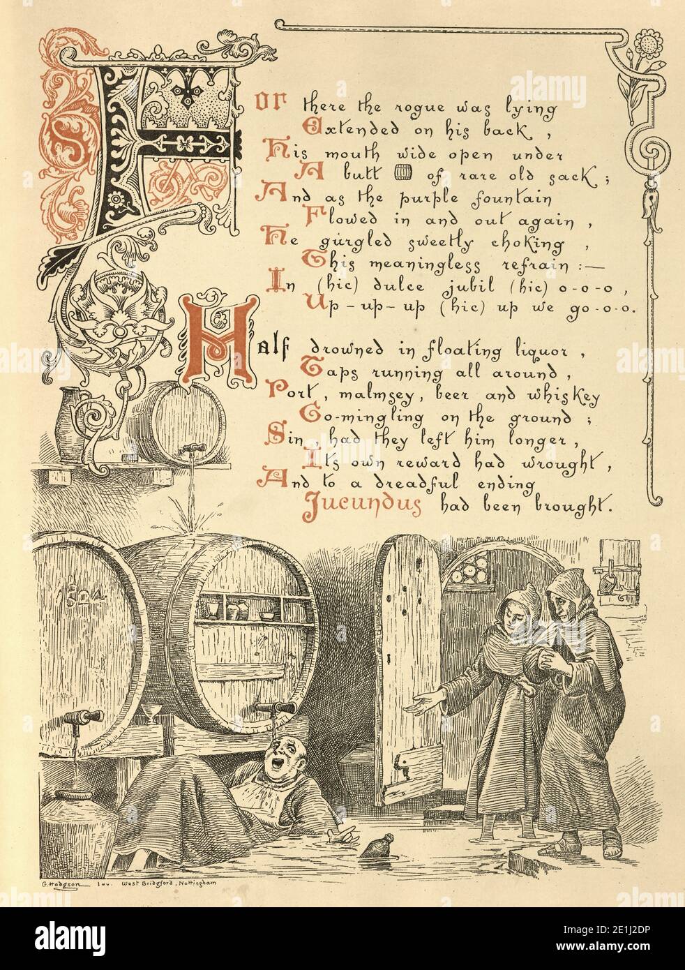 Monk trouvé ivre sur beek. Le laïc de Saint Jucundus : une légende de York d'Edith W Robinson, illustrée par George Hodgson Banque D'Images