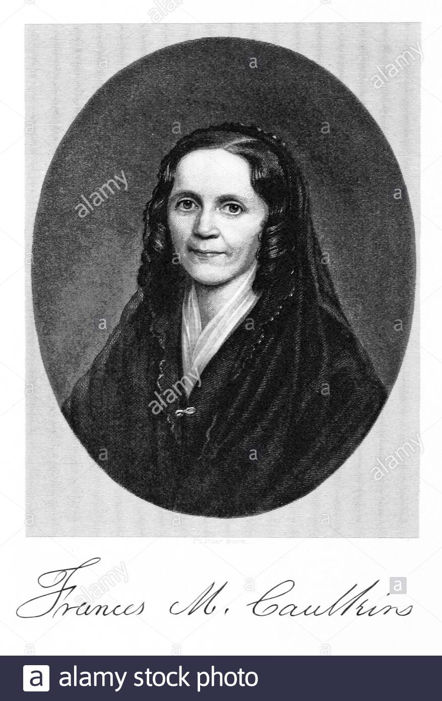 Portrait de Frances Manwaring Caulkins, 1795 – 1869, est un historien et généalogiste américain, l'auteur des histoires de New London, Connecticut et Norwich, Connecticut, illustration ancienne de 1895 Banque D'Images