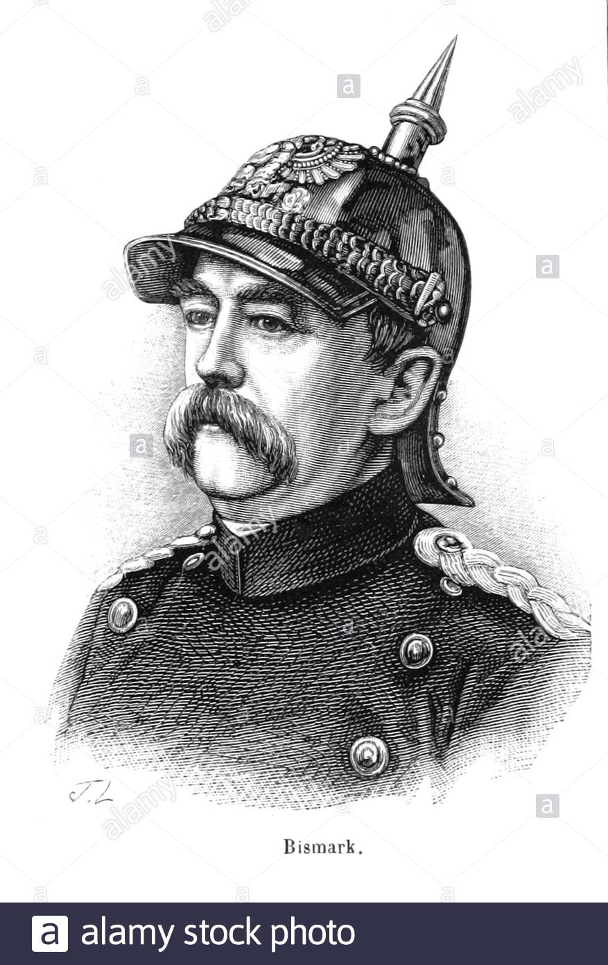 Portrait du prince Von Bismarck, 1815 – 1898, connu sous le nom d'Otto von Bismarck était un homme d'État prussien conservateur qui a dominé les affaires allemandes et européennes des années 1860 à 1890 et a été le premier chancelier de l'Empire allemand entre 1871 et 1890, illustration ancienne de 1867 Banque D'Images