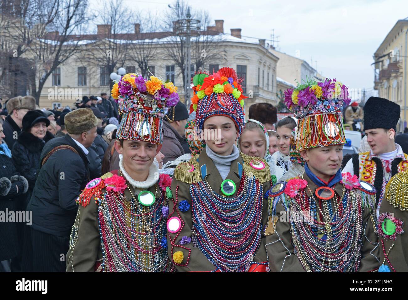 Chernivtsi, Oblast de Chernivtsi, Ukraine - 15.01.2013 : défilé de Malanka à Chernivtsi. Banque D'Images