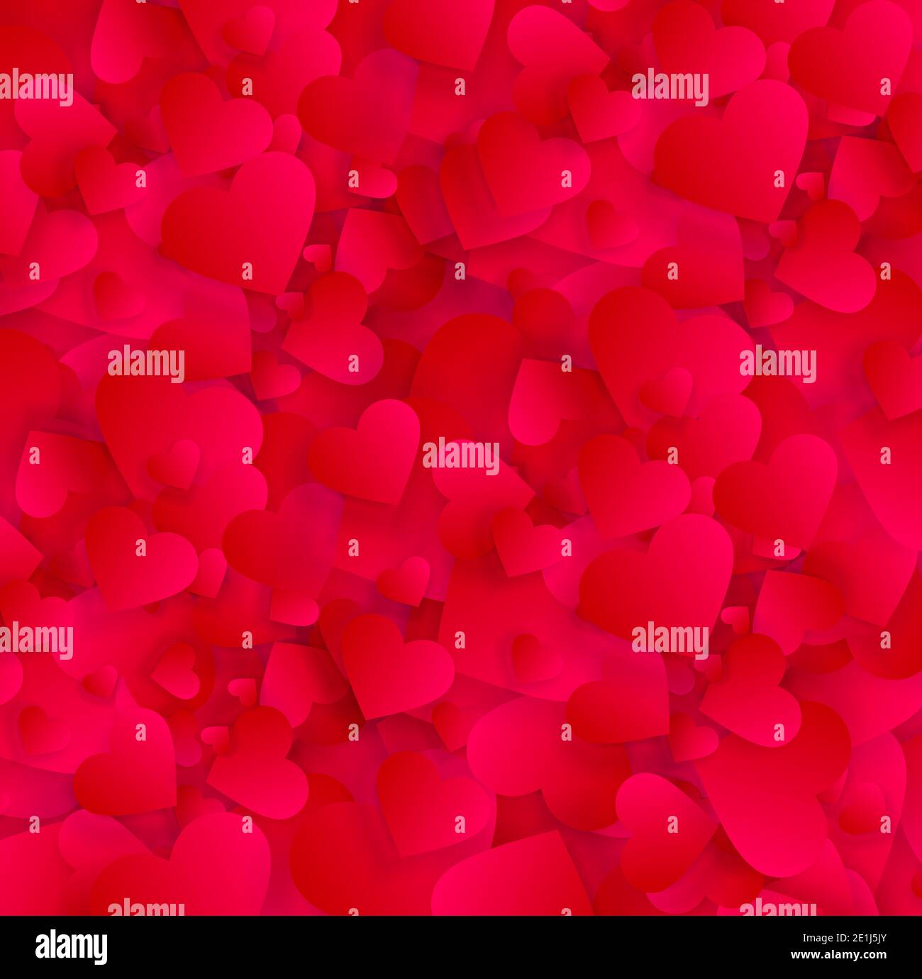 Valentine amour coeurs abstrait fond, motif, effet 3d texture avec pétales rouges ou confetti. Bannière romantique ou modèle d'affiche, invita de mariage Banque D'Images