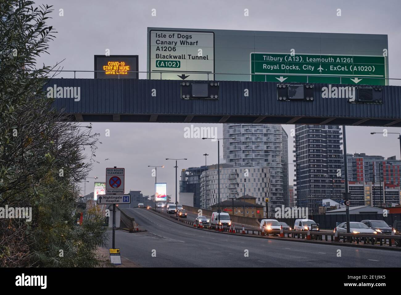 Londres, Royaume-Uni. 7 janvier 2021. Covid-19 Lockdown trafic de banlieue crédit: Andrew Douglas/Alamy Live News Banque D'Images