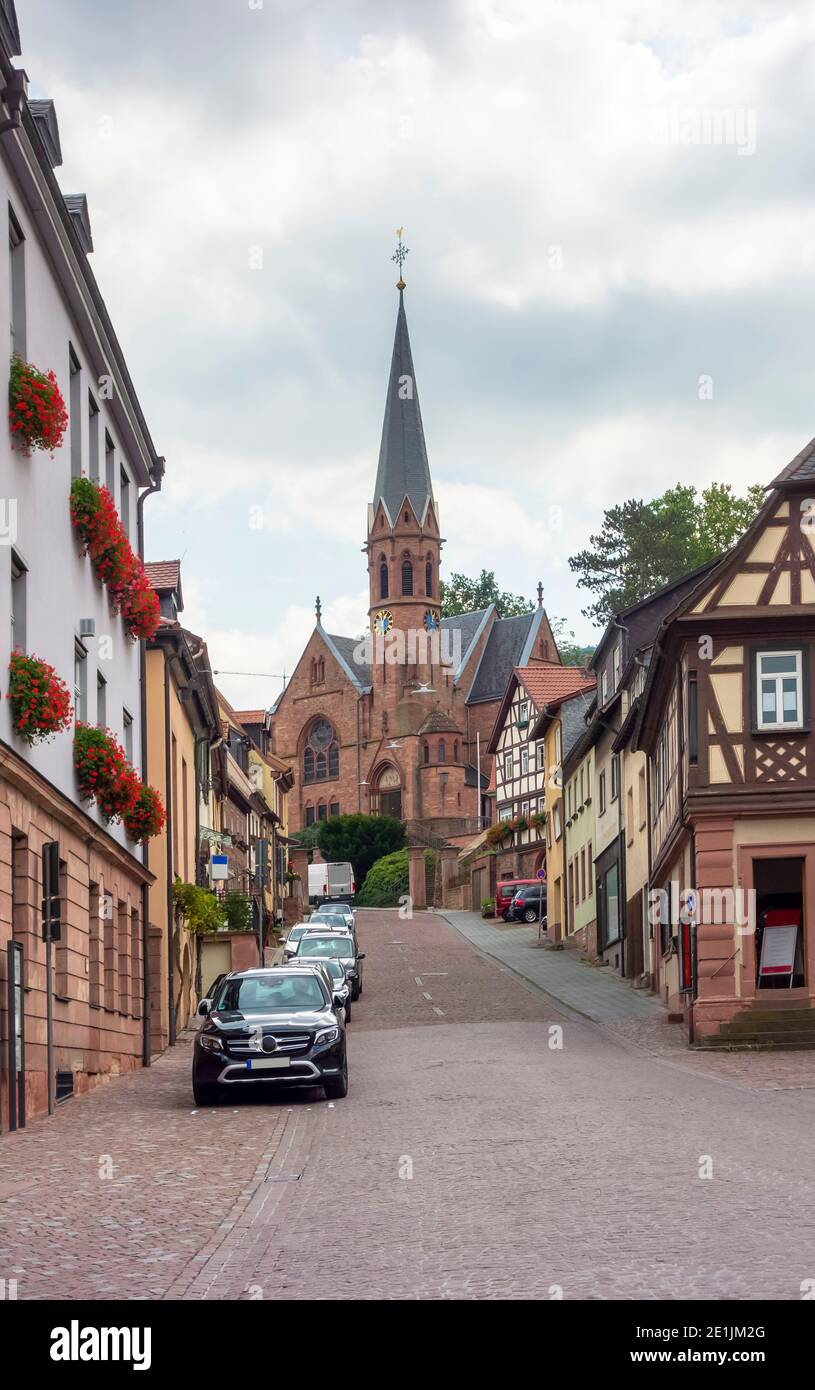 Vue sur Miltenberg, ville de Basse-Franconie, Bavière, Allemagne Banque D'Images