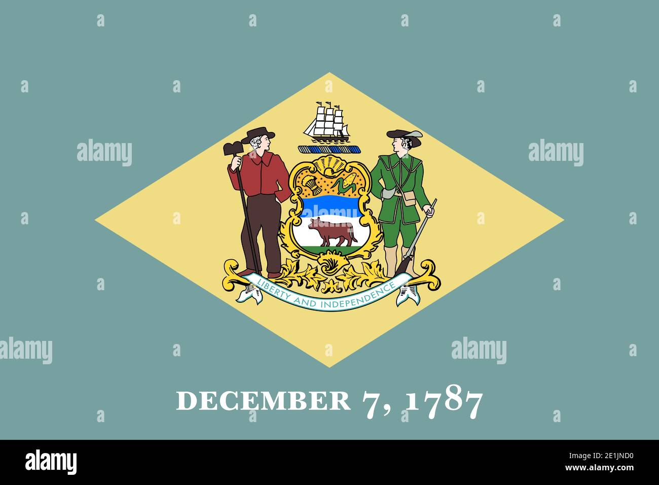 Grand drapeau plat officiel de Delaware horizontal Banque D'Images