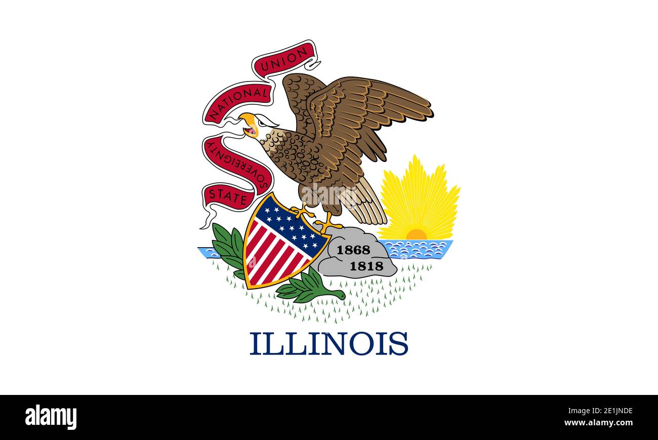 Grand drapeau plat officiel de l'Illinois horizontal Banque D'Images