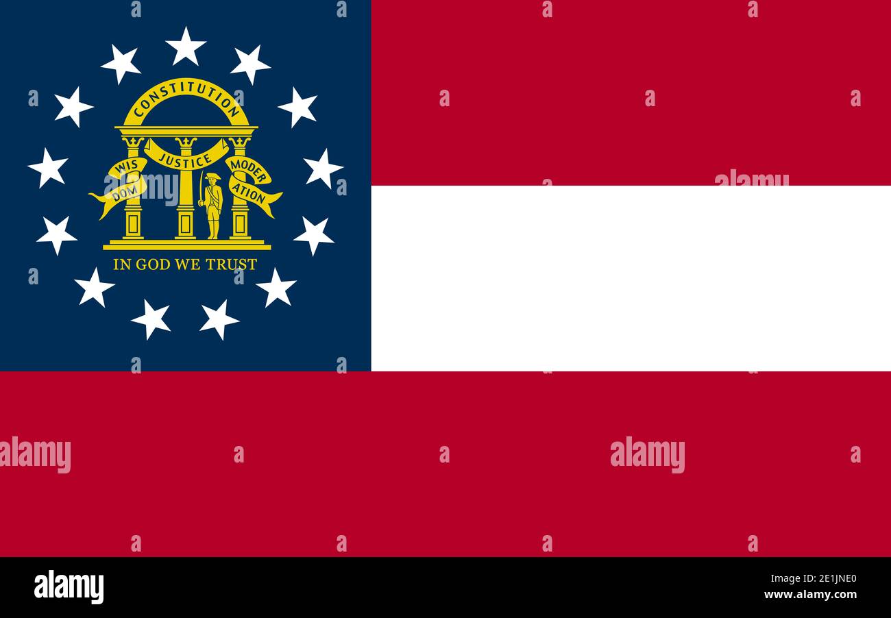 Drapeau officiel de l'horizontale de l'État américain de Géorgie Banque D'Images