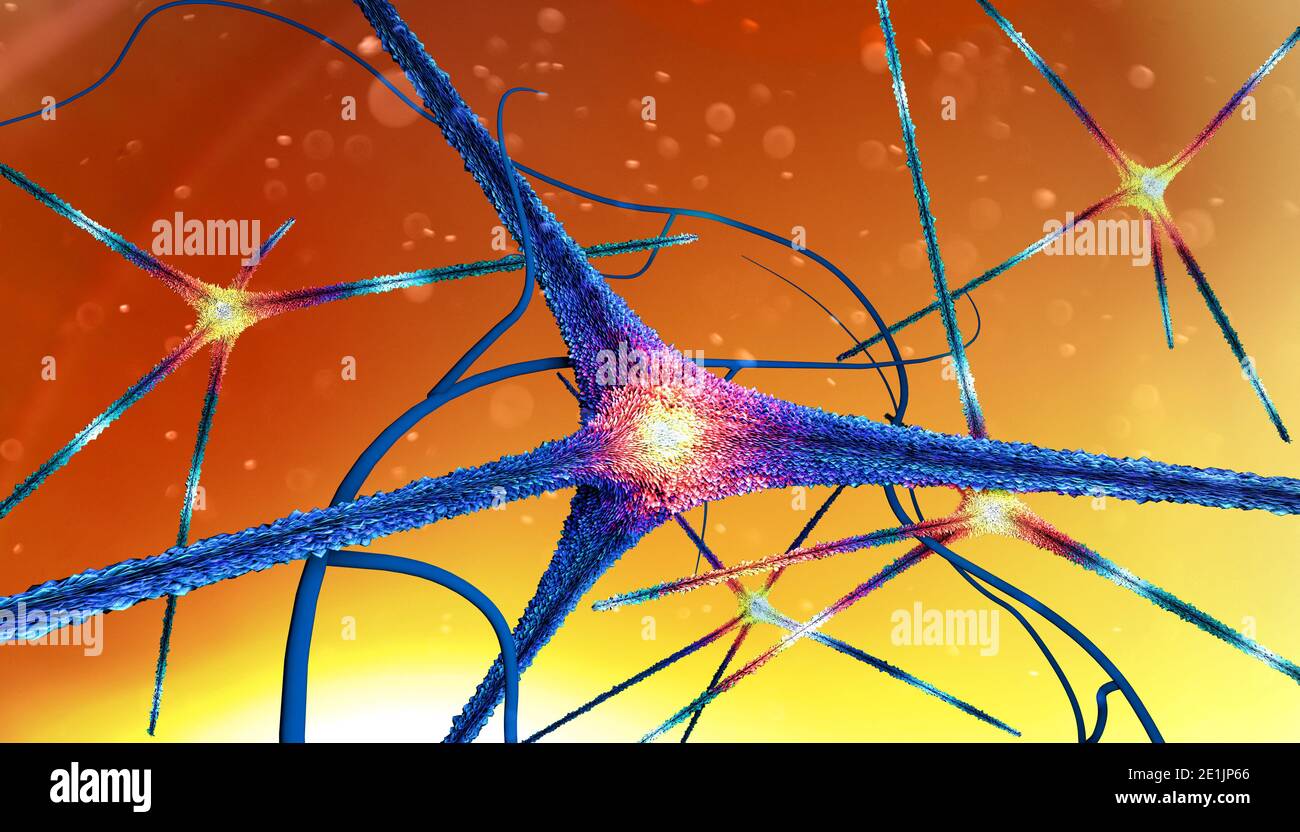 Vue microscopique des synapses. Connexions cérébrales. Neurones et ...