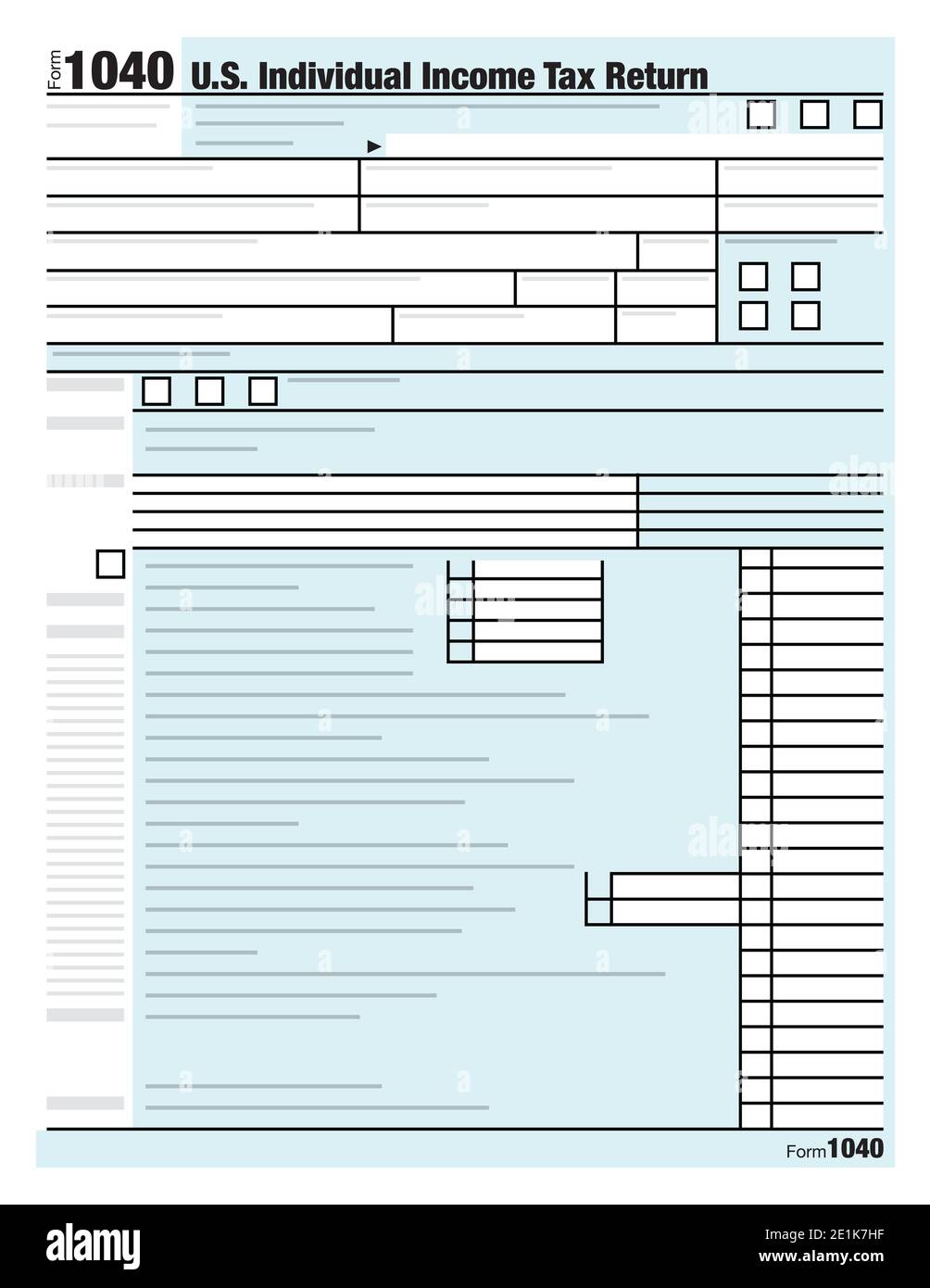 Illustration du formulaire utilisé pour les déclarations de revenus des particuliers aux États-Unis. Banque D'Images