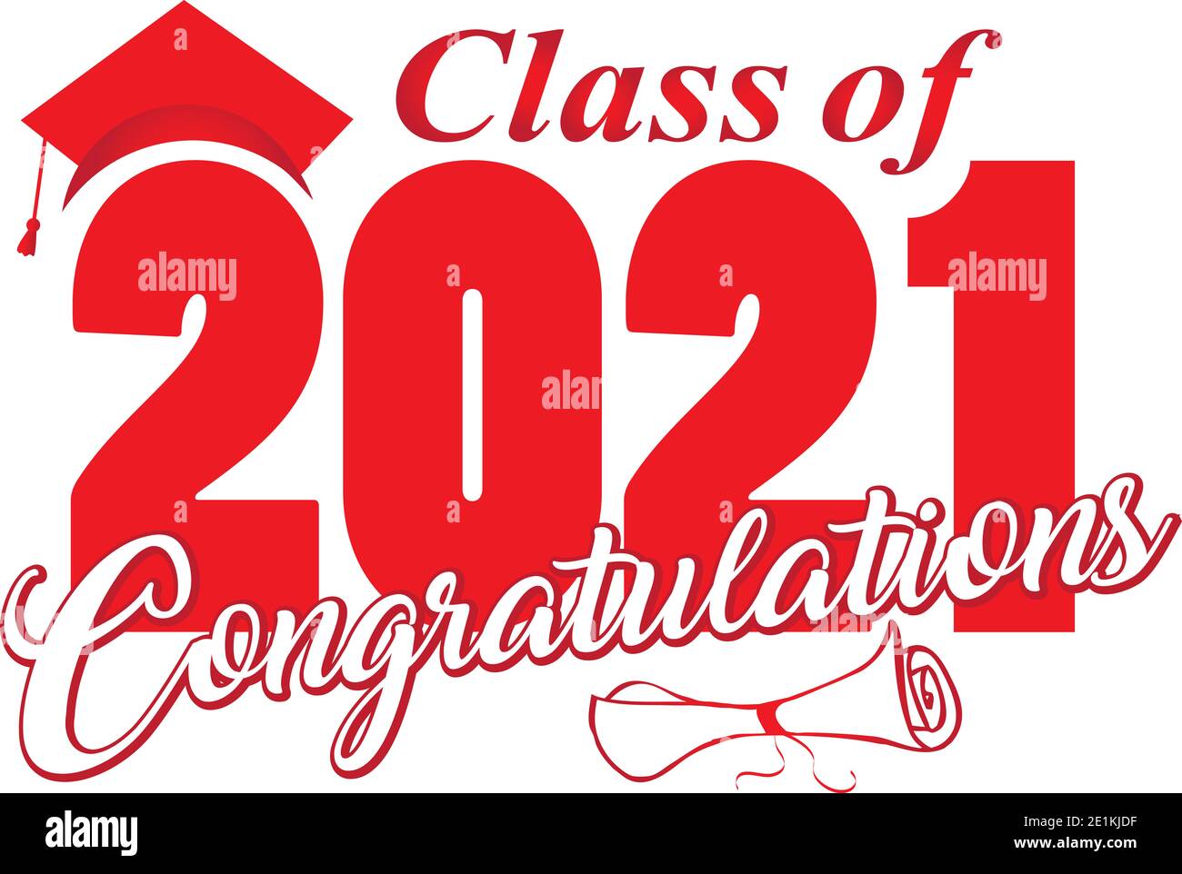 Félicitations classe de 2021 Gradation Red Graphic Banque D'Images