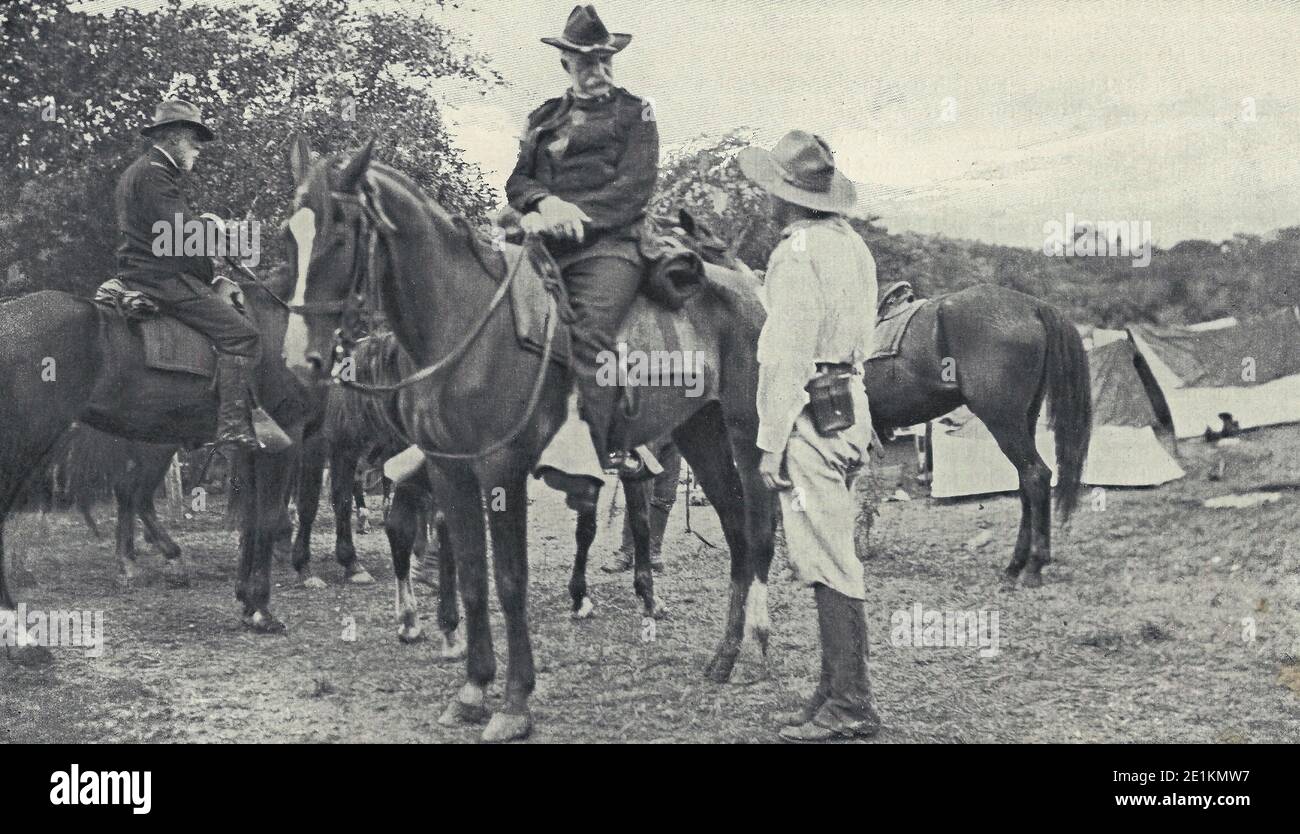 General Miles avant Santiago pendant les négociations pour la reddition pendant La guerre espagnole américaine - 1898 Banque D'Images