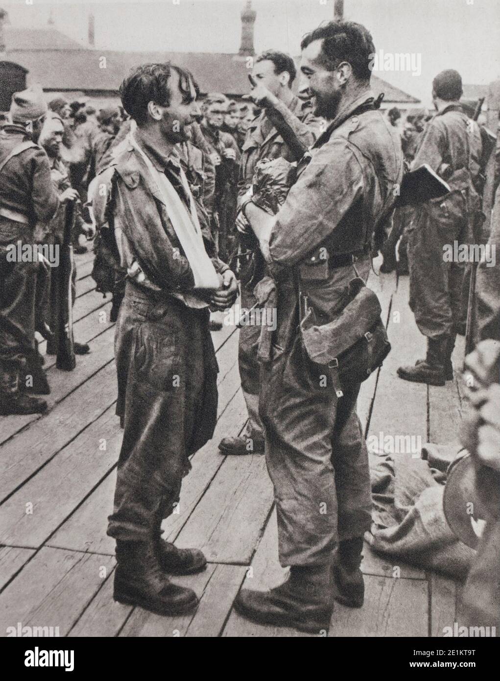 Raid de commando, Dieppe. L'opération dangereuse, mais combien fertile en enseignements pour l'avenir. Laisser les survivants de l'Angleterre. Raid sur Dieppe, était un assau Banque D'Images