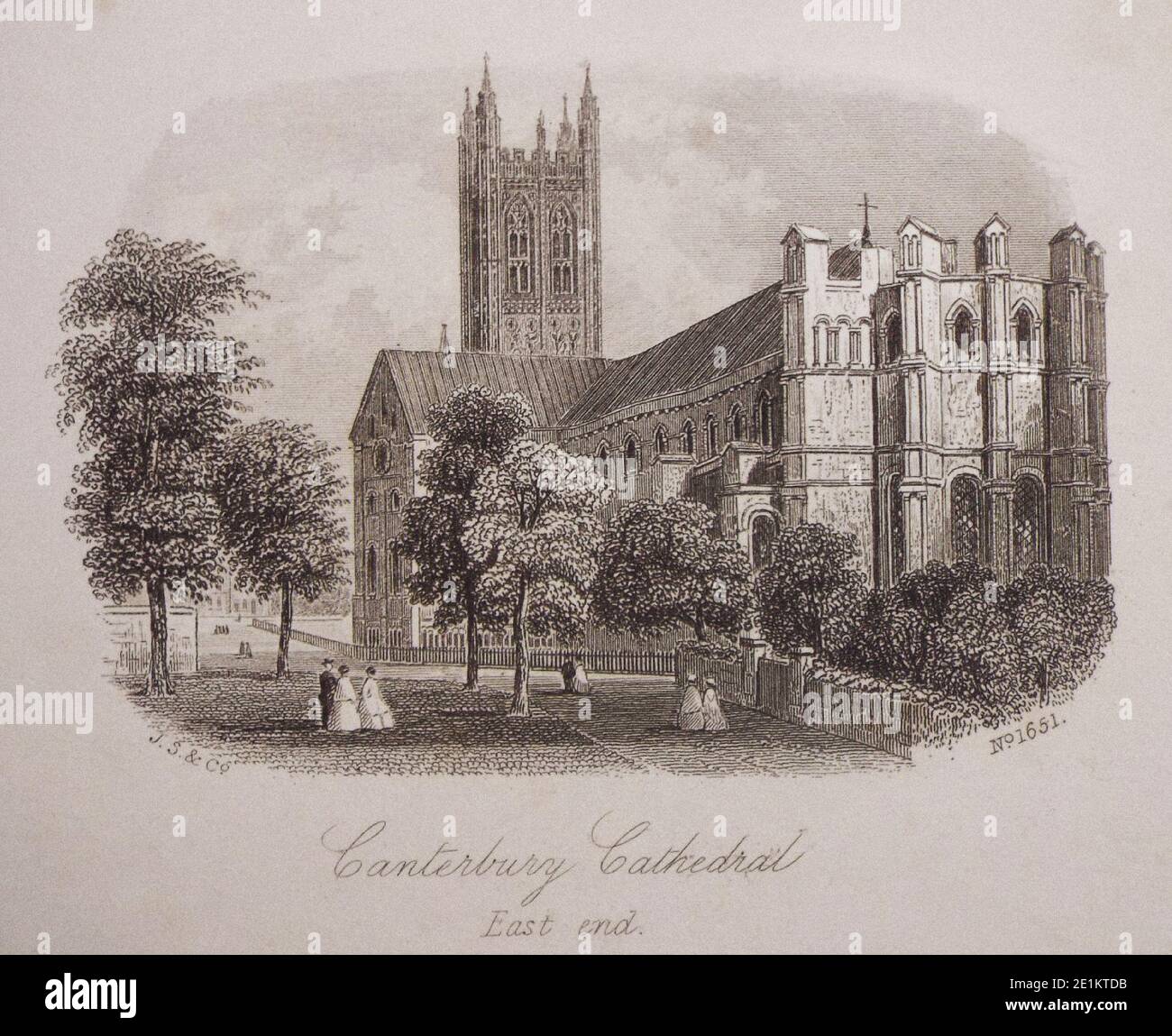 Gravure ancienne de la cathédrale de Canterbury. Extrémité est. Le 19e siècle Banque D'Images