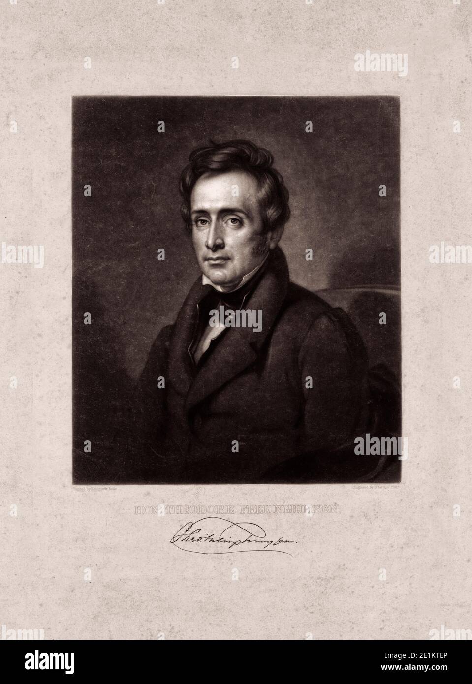 Gravure de Theodore Frelinghuysen. John Sartain (1808-1897, graveur), John Rembrandt Peale, (1778-1860, artiste). 1850-1890 Theodore Frelinghuysen ( Banque D'Images