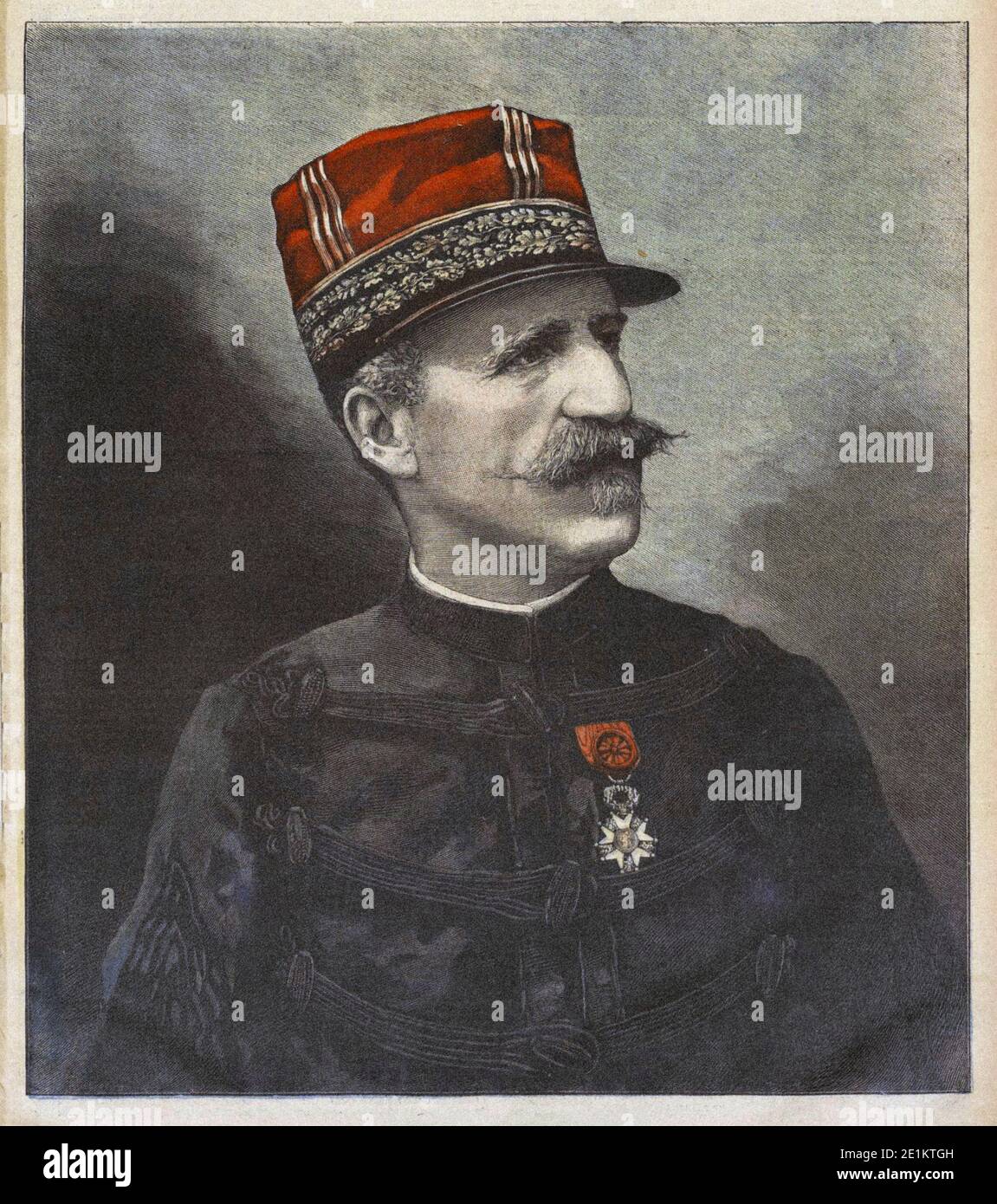 Portrait antique du général Delanne. Le nouveau chef de l'état-major général français. France. 1899 Alfred Louis Adrien Delanne (15 juin 1844 - 28 février 1 Banque D'Images