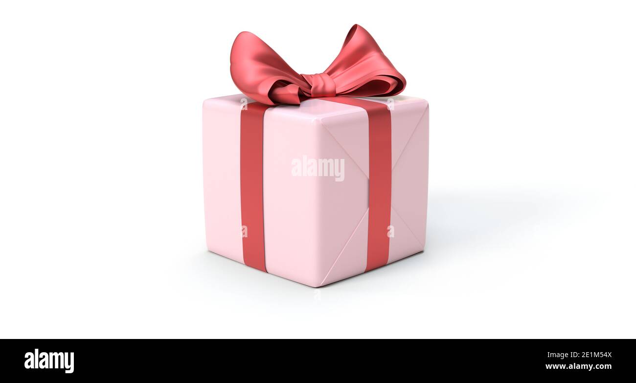 Cadeau rose sur fond blanc - rendu 3D Banque D'Images