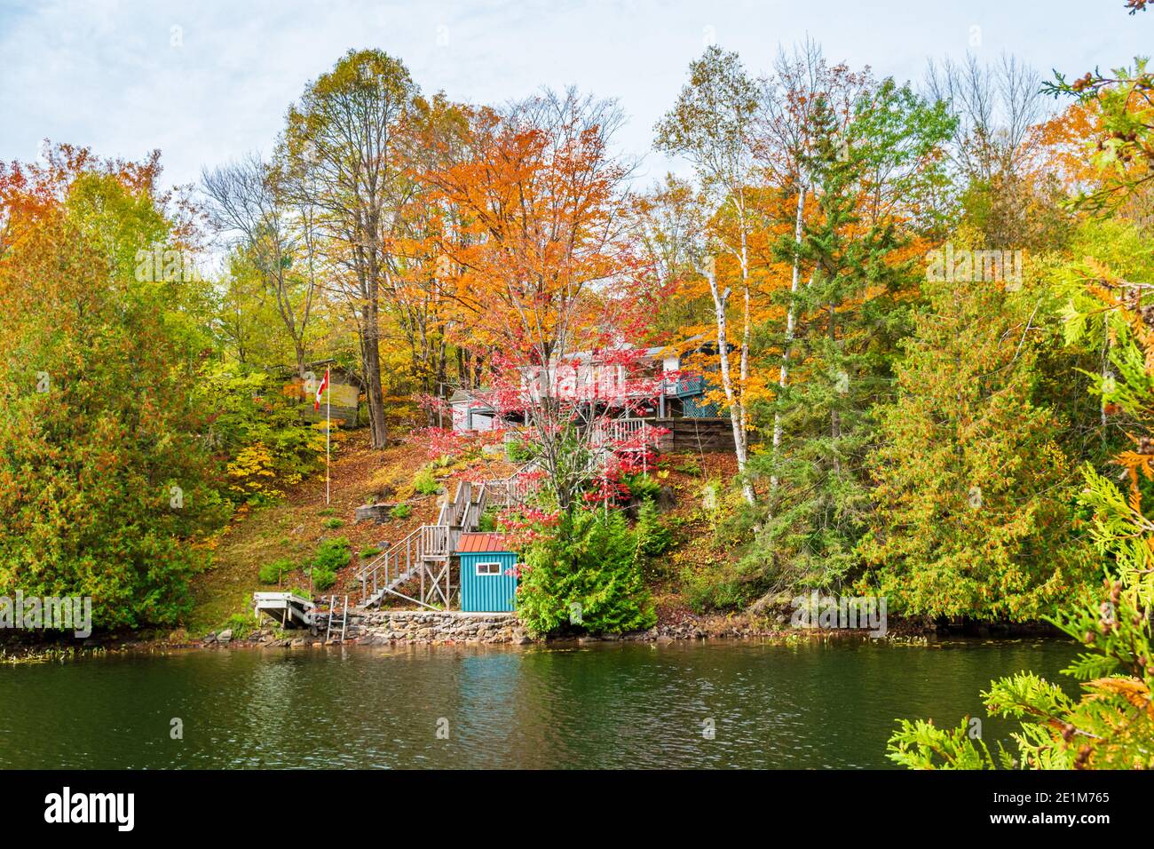 Three Brothers Falls conservation Area Kinmount Ontario Canada en automne Banque D'Images