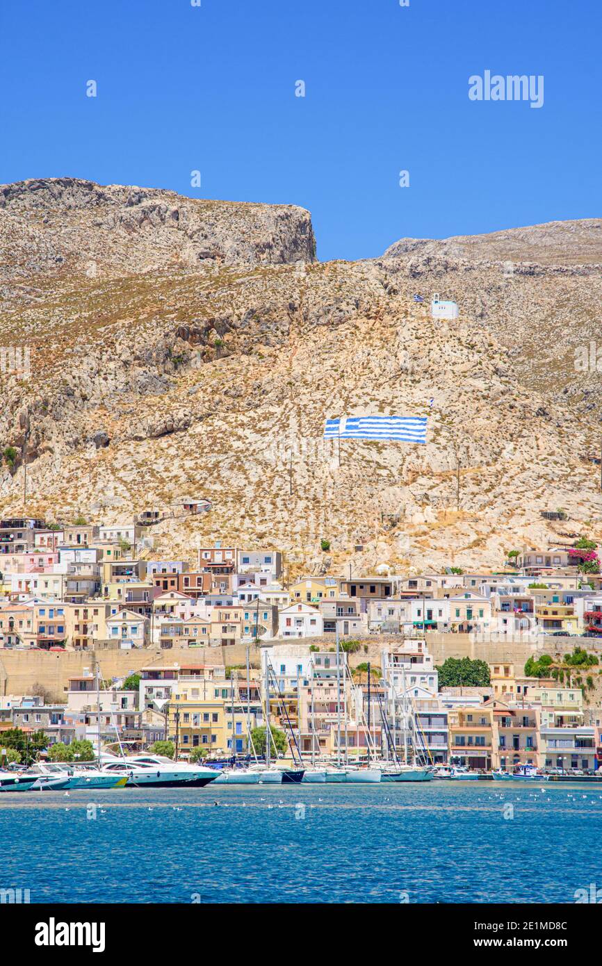 Ville de Pothia sur l'île de Kalymnos Dodécanèse, Grèce Banque D'Images