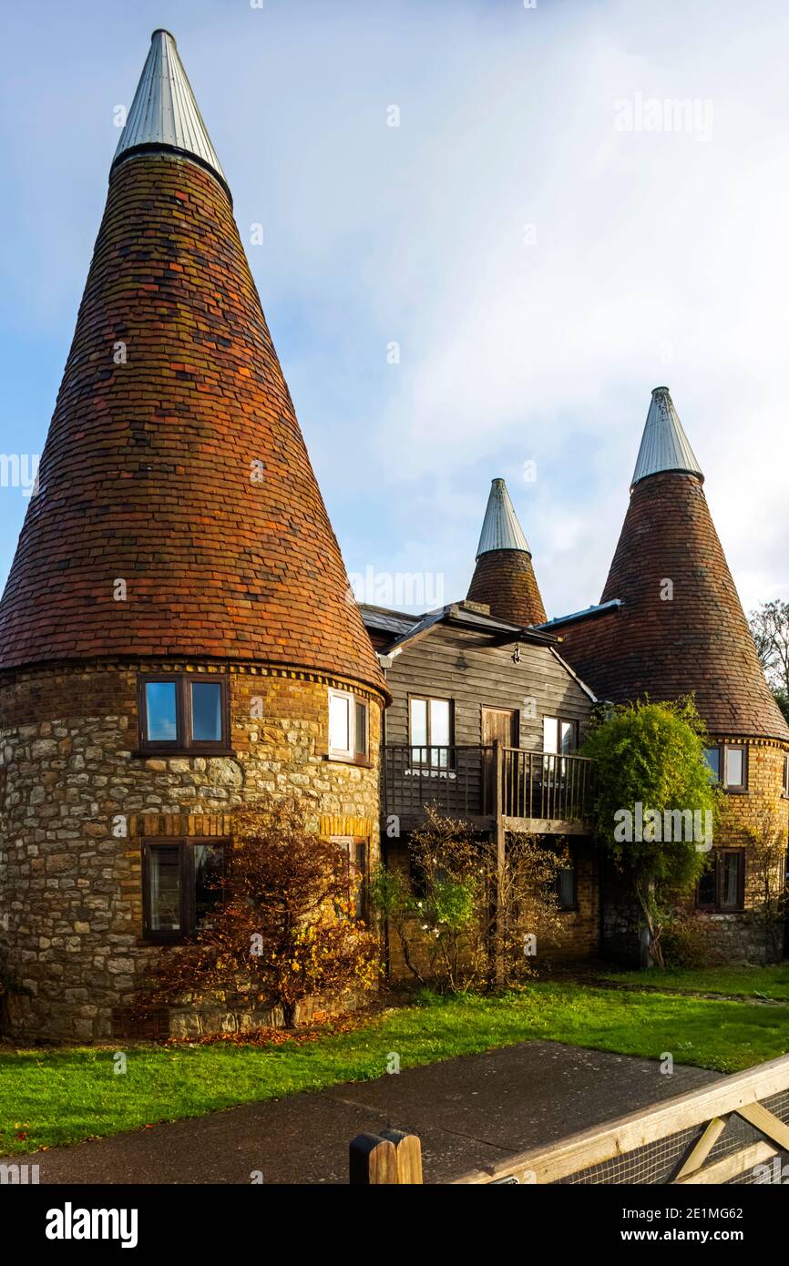 Angleterre, Kent, maisons Oast converties alias Oasts près de Tunbridge Wells Banque D'Images