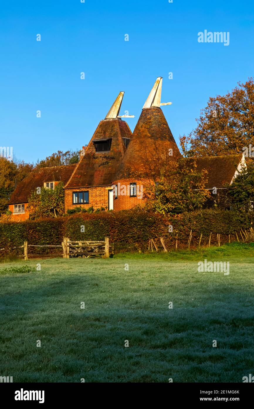 Angleterre, Kent, maisons Oast converties alias Oasts près de Tunbridge Wells Banque D'Images