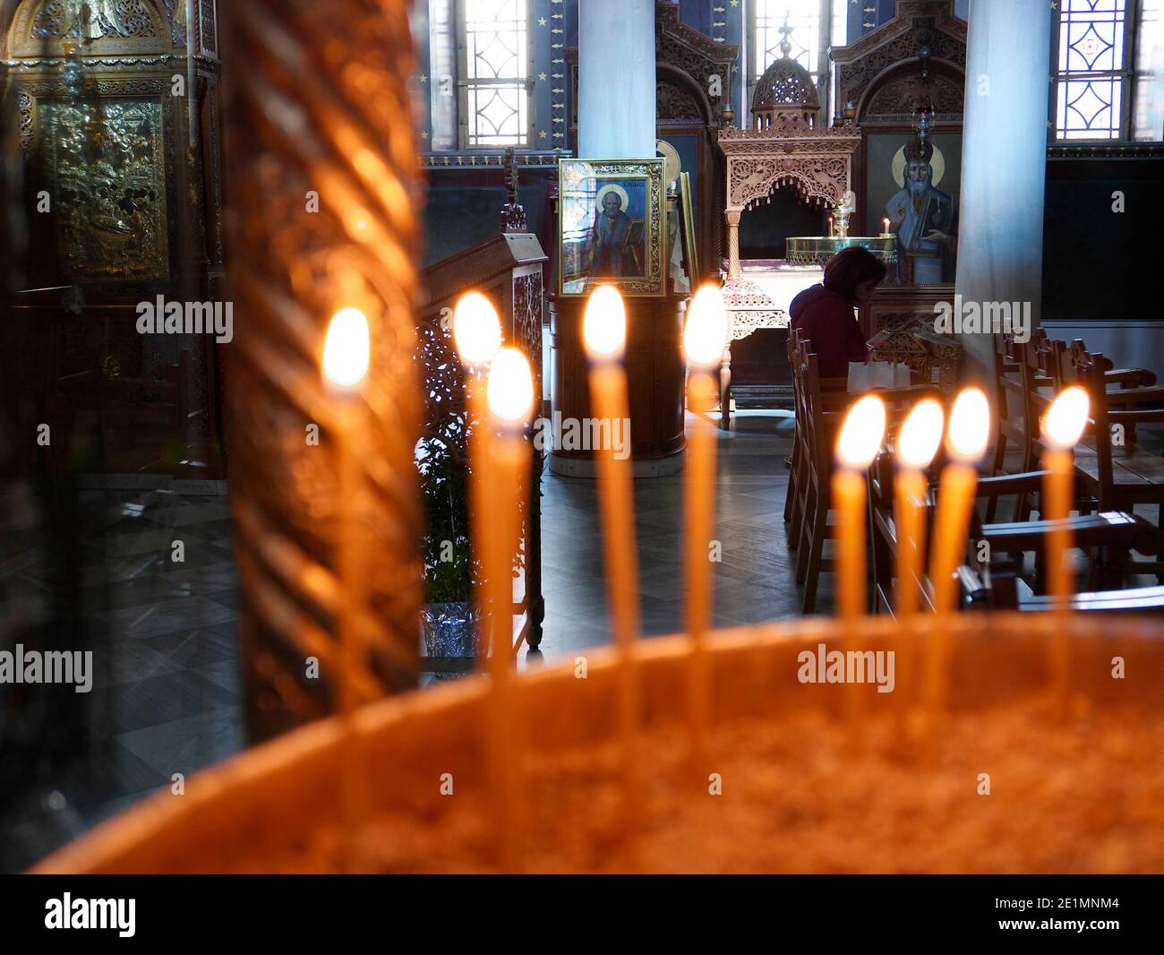 Grèce intérieur de l'église orthodoxe d'Athènes Banque D'Images