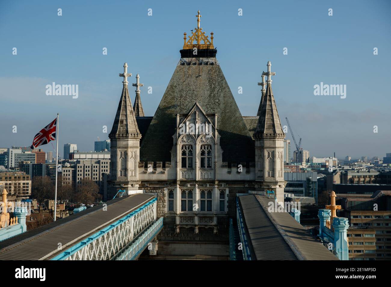 Vue depuis le haut du Tower Bridge de Londres Banque D'Images