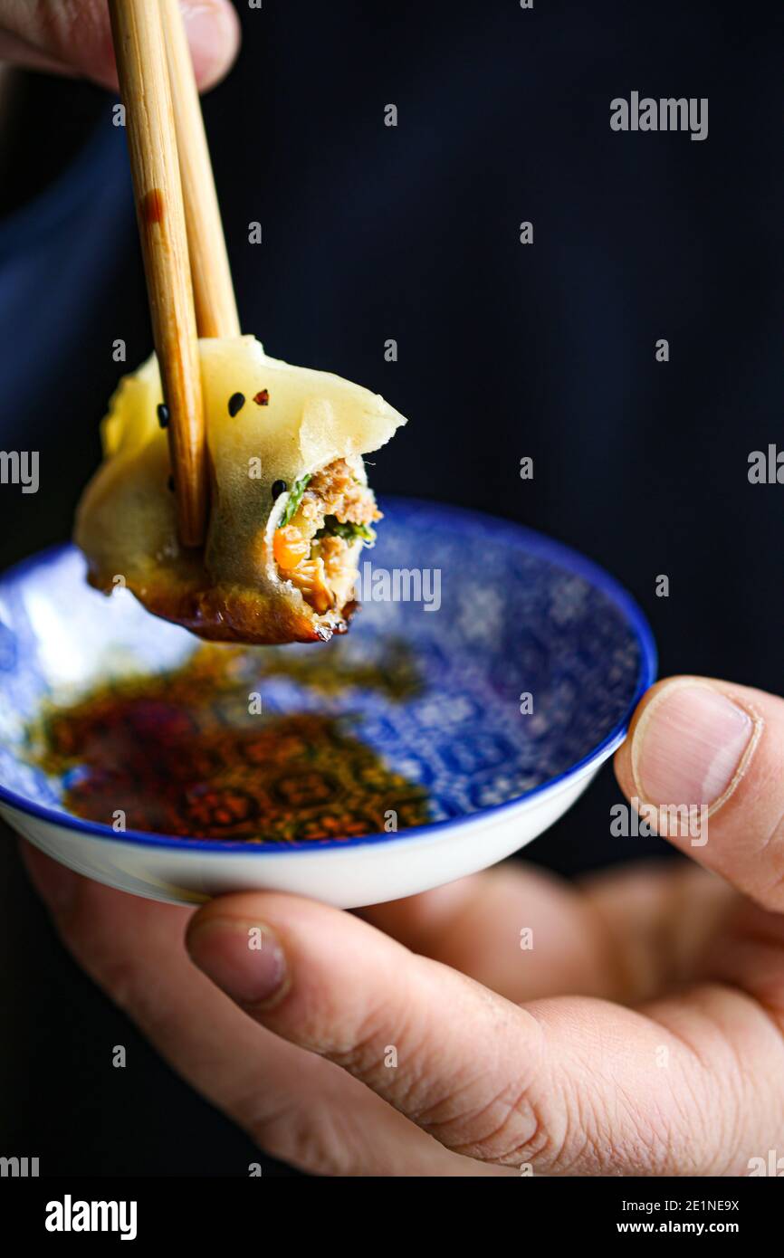 Boulettes de gyoza Banque D'Images