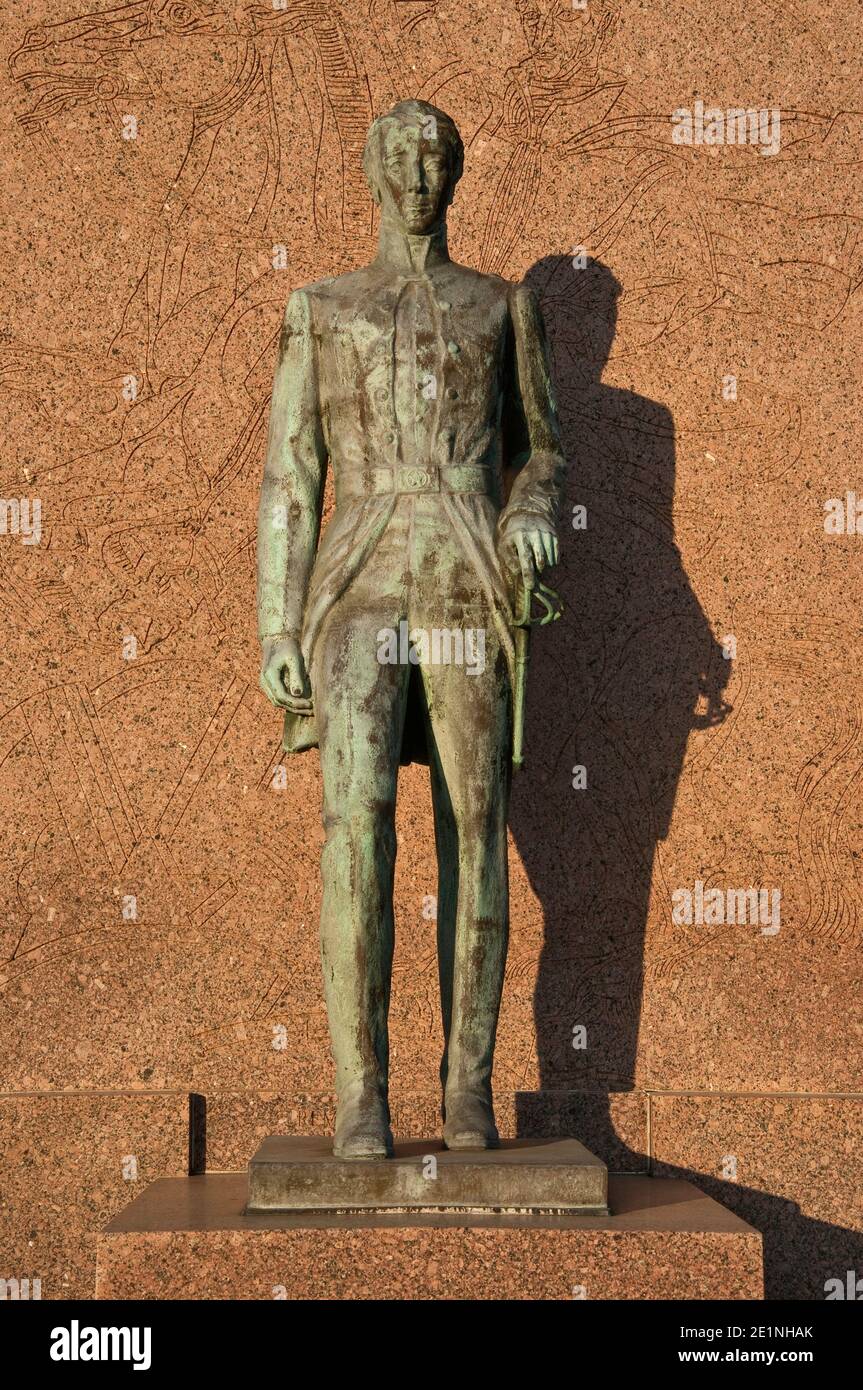 Statue du général de Texian Sidney Sherman sur Broadway à Galveston, Texas, États-Unis Banque D'Images