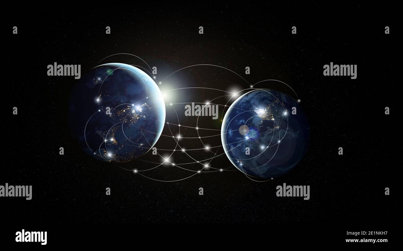 Réseau mondial et communication internationale. Planète Terre comme symbole du réseau mondial. Les éléments de cette image sont la propriété de la NASA. Banque D'Images