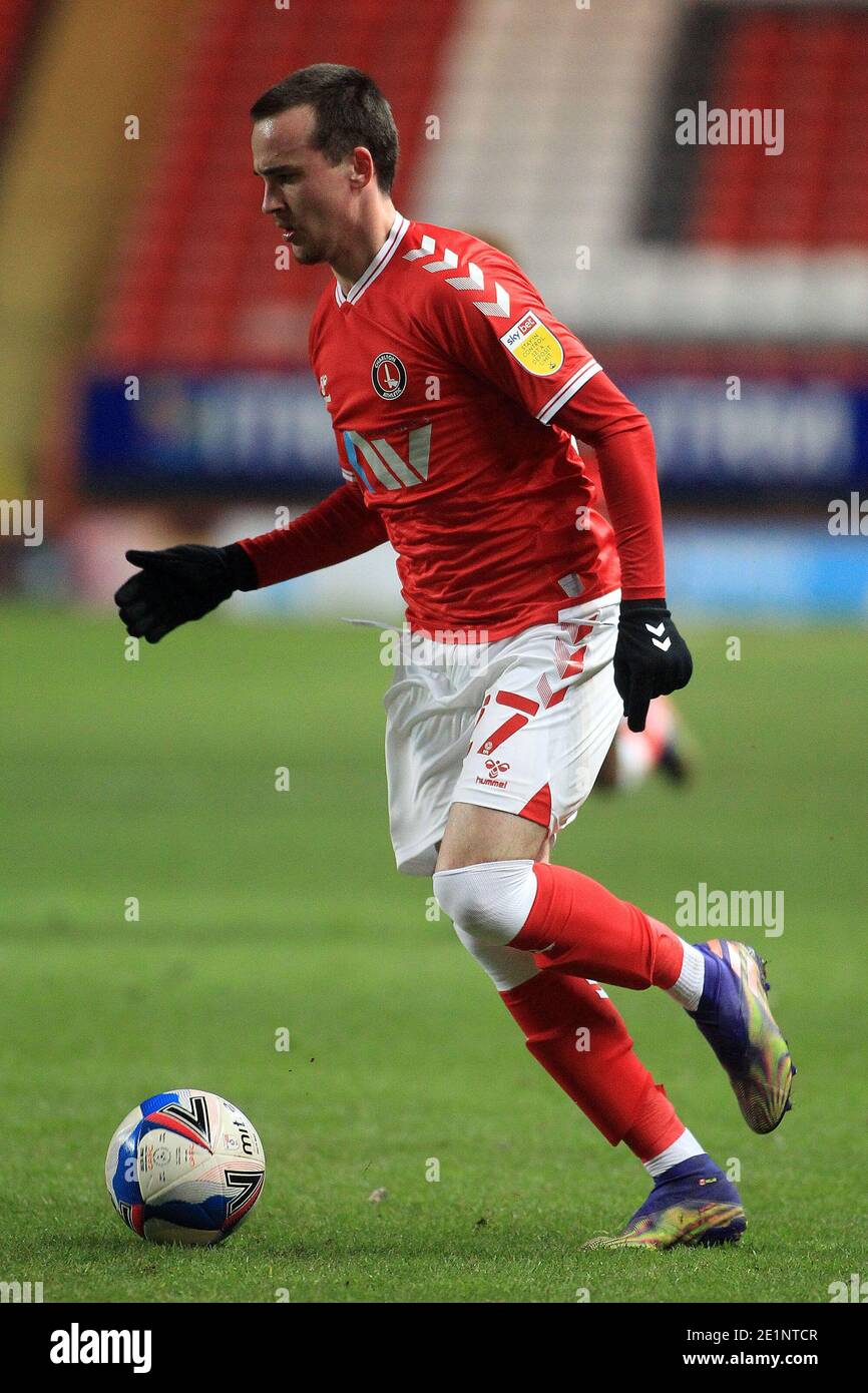 Londres, Royaume-Uni. 08 janvier 2021. Liam Millar de Charlton Athletic en action pendant le match. EFL Skybet football League One Match, Charlton Athletic v Accrington Stanley à la Valley à Londres le vendredi 8 janvier 2021. Cette image ne peut être utilisée qu'à des fins éditoriales. Utilisation éditoriale uniquement, licence requise pour une utilisation commerciale. Aucune utilisation dans les Paris, les jeux ou les publications d'un seul club/ligue/joueur. photo par Steffan Bowen/Andrew Orchard sports photographie/Alay Live news crédit: Andrew Orchard sports photographie/Alay Live News Banque D'Images