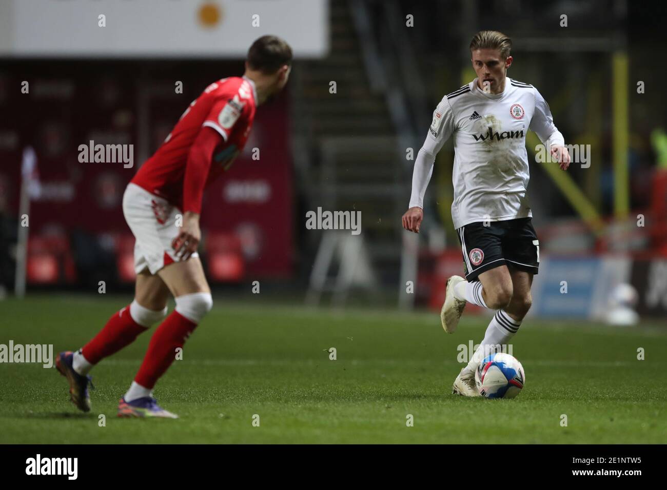 Joe Pritchard d'Accrington Stanley lors du match Sky Bet League 1 à The Valley, Londres photo par Ben Peters/Focus Images/Sipa, Etats-Unis. 08 janvier 2021. Credit: SIPA USA/Alay Live News Banque D'Images