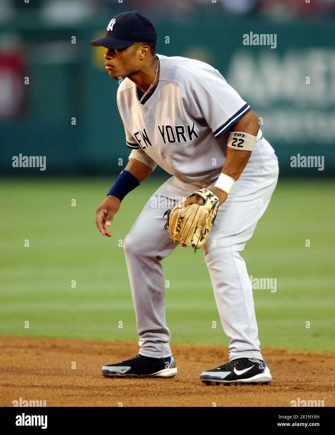 Robinson Cano des New York Yankees pendant 8-6 perte aux Los Angeles Angels d'Anaheim à Angel Stadium à Anaheim, en Californie, le samedi 23 juillet 2 Banque D'Images