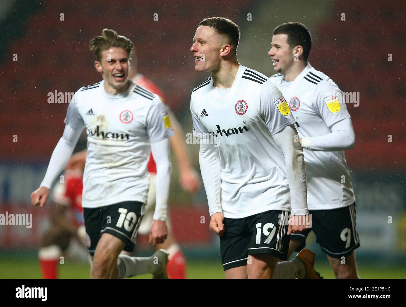 Woolwich, Royaume-Uni. 08 janvier 2021. WOOLWICH, Royaume-Uni, JANUARY08: L'évêque de Colby d'Accrington Stanley célèbre son but pendant la Sky Bet League One entre Charlton Athletic et Accrington Stanley à la Valley, Woolwich le 08 janvier 2021 crédit: Action Foto Sport/Alay Live News Banque D'Images