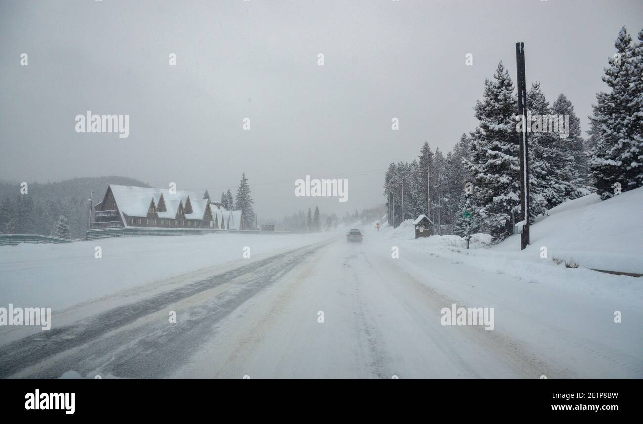 Scène d'hiver à Winter Park, Colorado, États-Unis. Banque D'Images