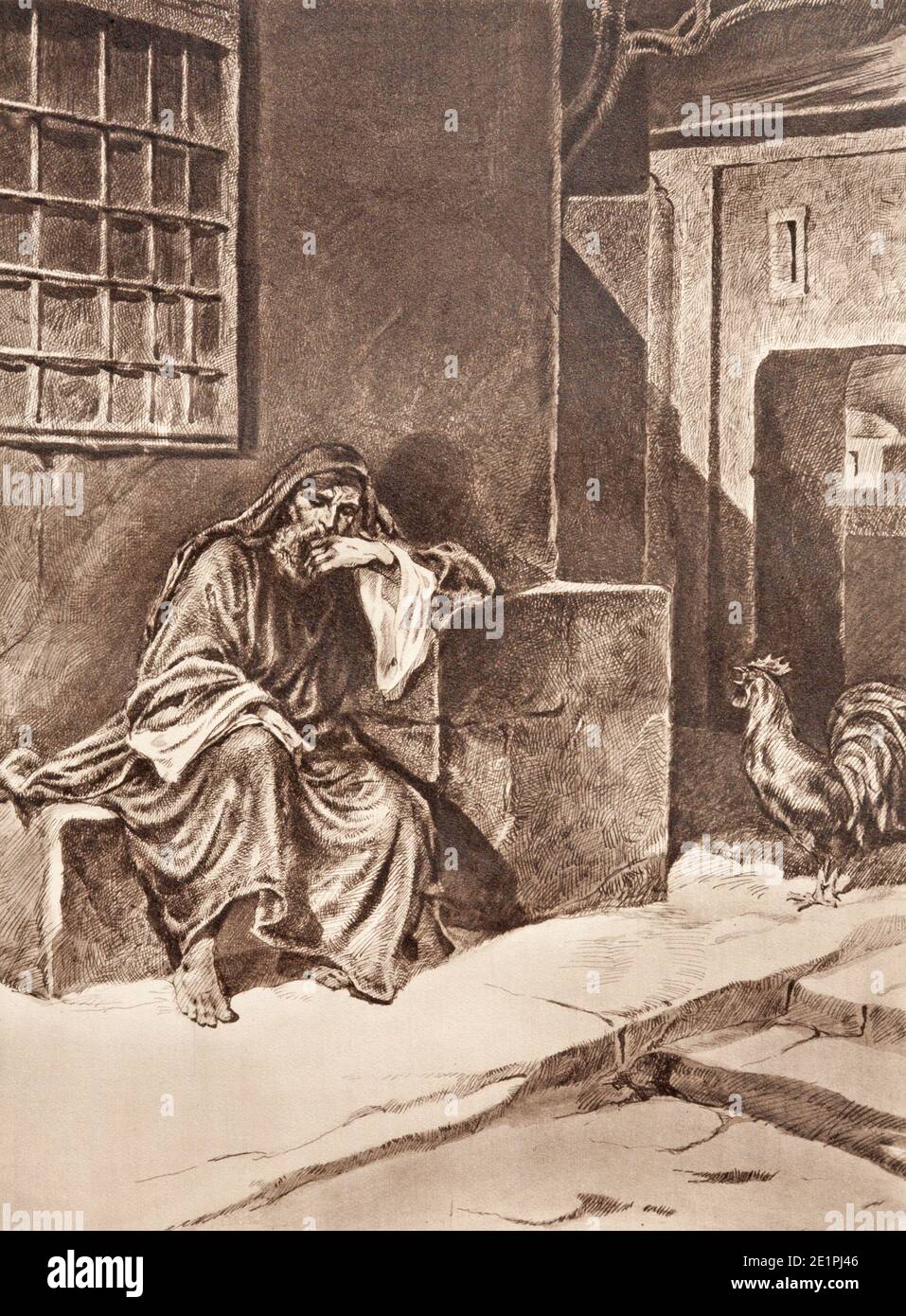 Le refus de Pierre de Jésus das dot dowardice originaly par l'artiste inconnu. Banque D'Images Le refus de Pierre de Jésus das dot dowardice originaly par l'artiste inconnu. Banque D'Images