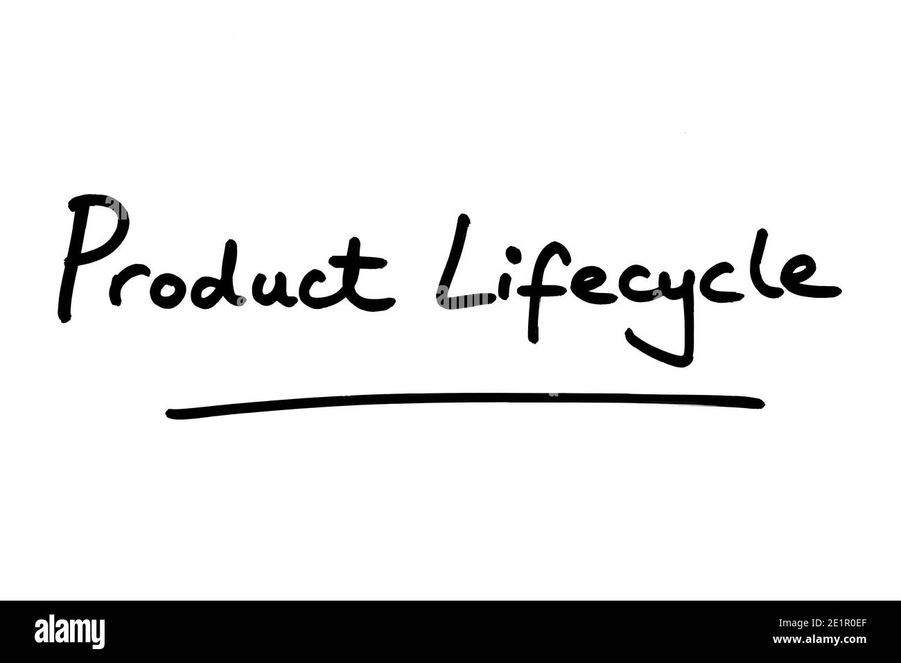 Produit Lifecyle manuscrit sur fond blanc. Banque D'Images