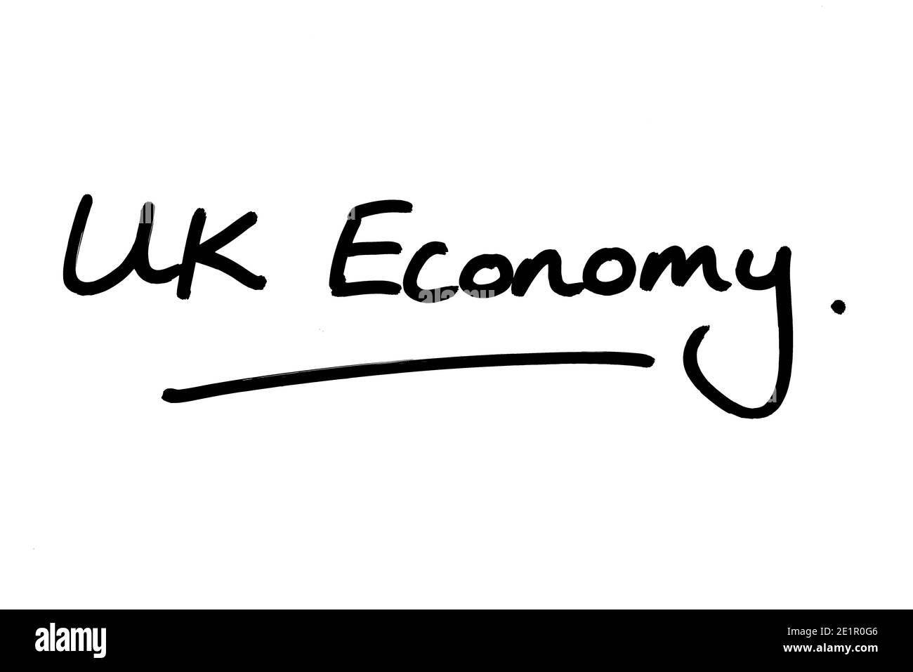UK Economy manuscrit sur fond blanc. Banque D'Images