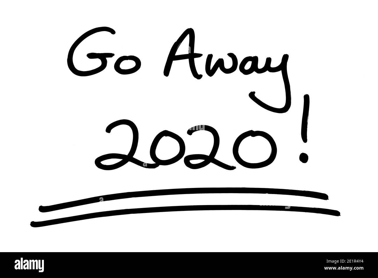 Allez-y 2020 ! manuscrit sur fond blanc. Banque D'Images