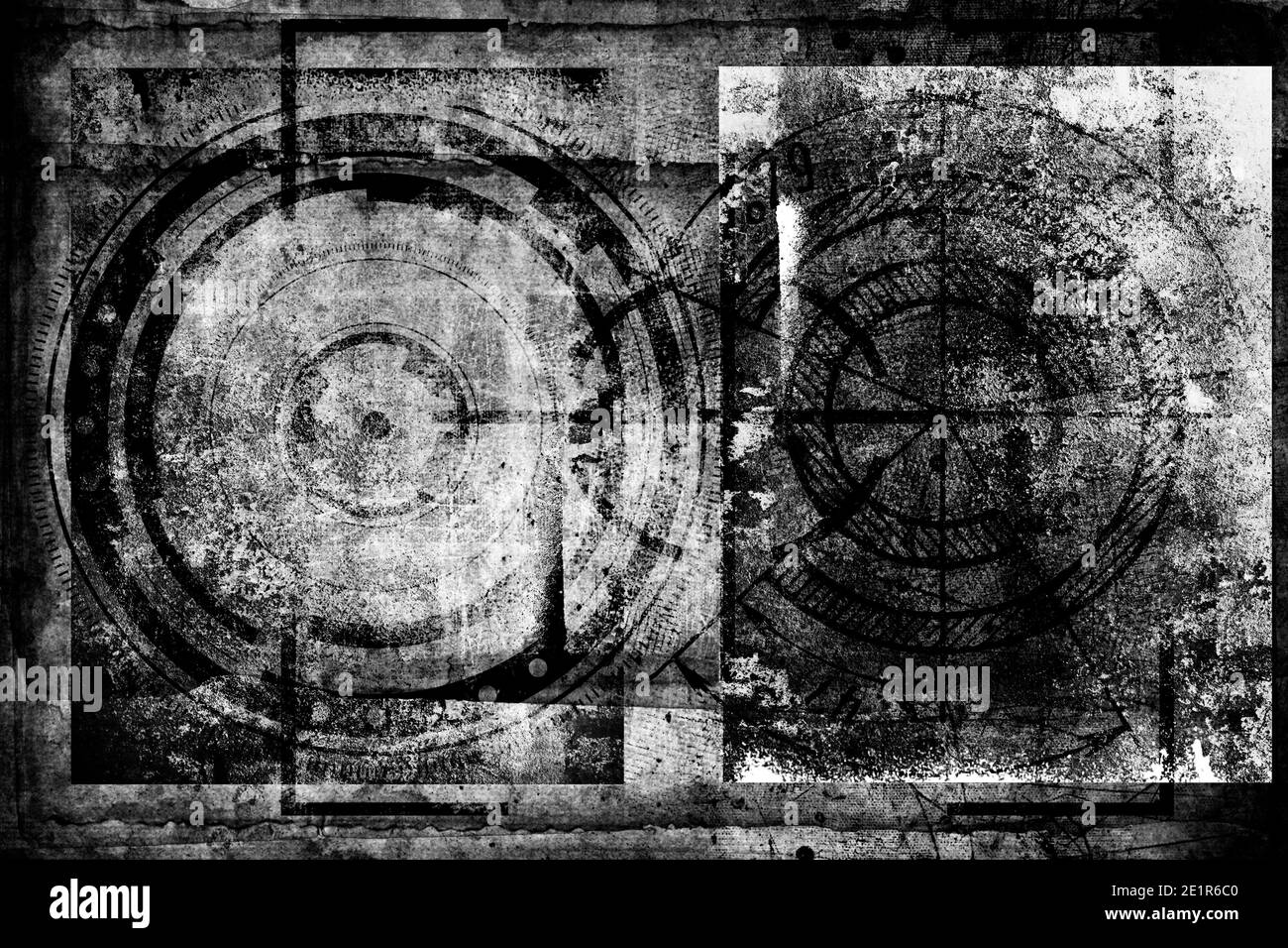 Abstrait grunge futuriste de la cyber-technologie fond. Dessin sur l'ancienne surface grasseuse Banque D'Images