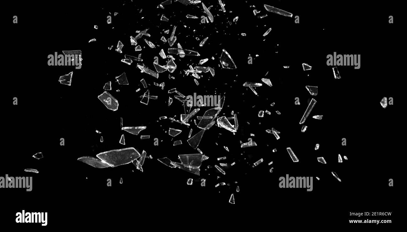 Vitre cassée. Texture de verre brisé. Effet de verre fissuré réaliste isolé. Modèle pour la conception. Illustration 3D noir et blanc Banque D'Images