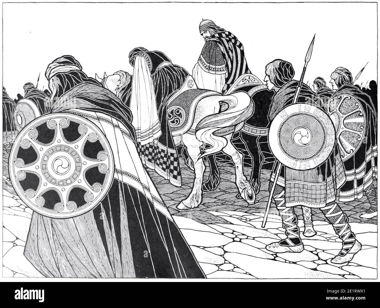 Un imprimé celtique vintage intitulé deuxième rencontre de Maev avec Fergus by John P Campbell - Seaghan Mac Cathmhaoil Banque D'Images