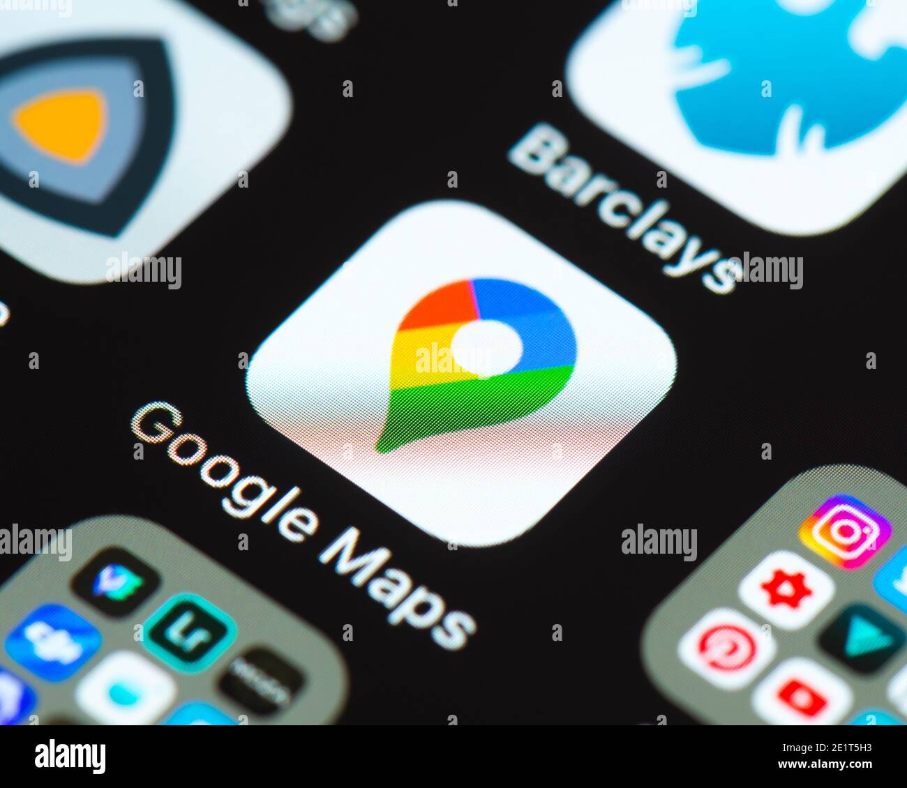 Icône de l'application Google Maps sur l'écran de l'iPhone d'Apple Banque D'Images