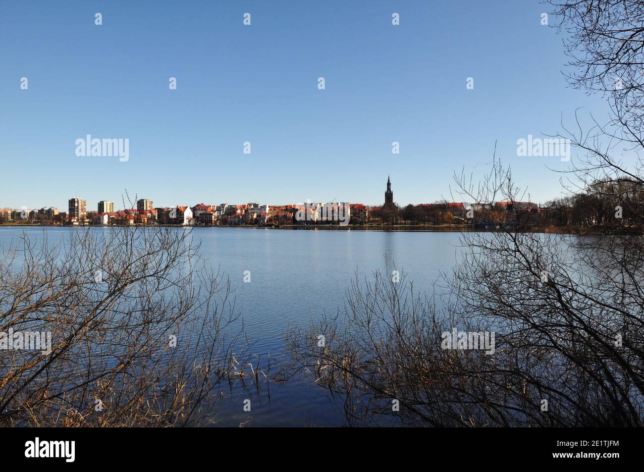 Vue panoramique sur la ville d'Ełk, dans le district des lacs de Masurian, en Pologne. Banque D'Images