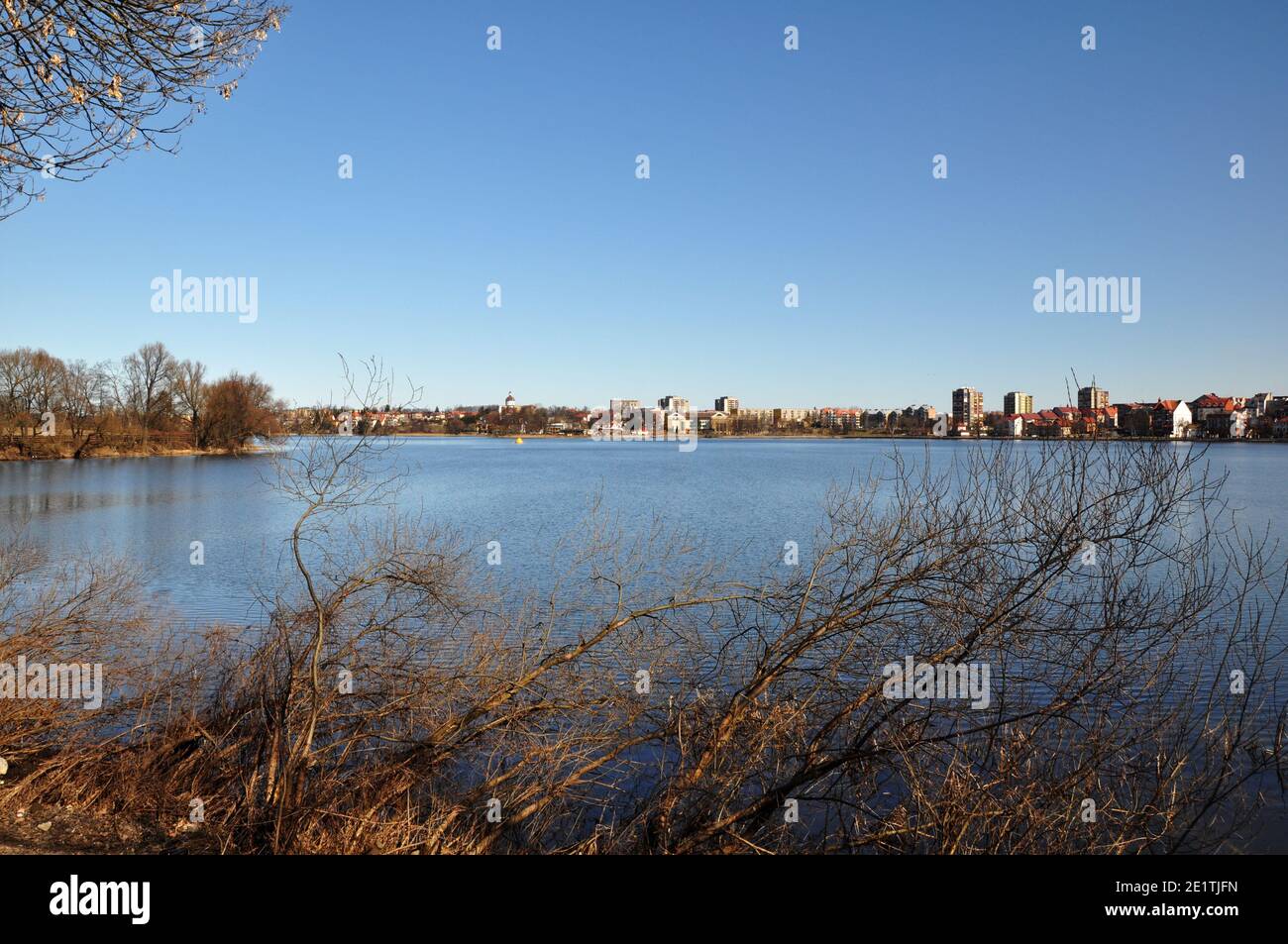 Vue panoramique sur la ville d'Ełk, dans le district des lacs de Masurian, en Pologne. Banque D'Images