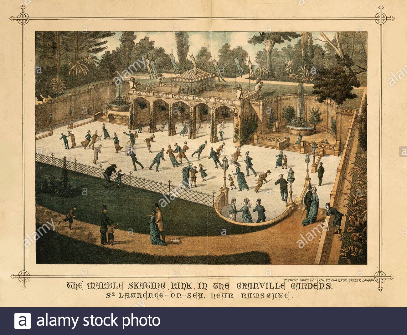 La patinoire en marbre de Granville Gardens, Saint-Laurent-on-Sea, près de Ramsgate, illustration ancienne de 1882 Banque D'Images