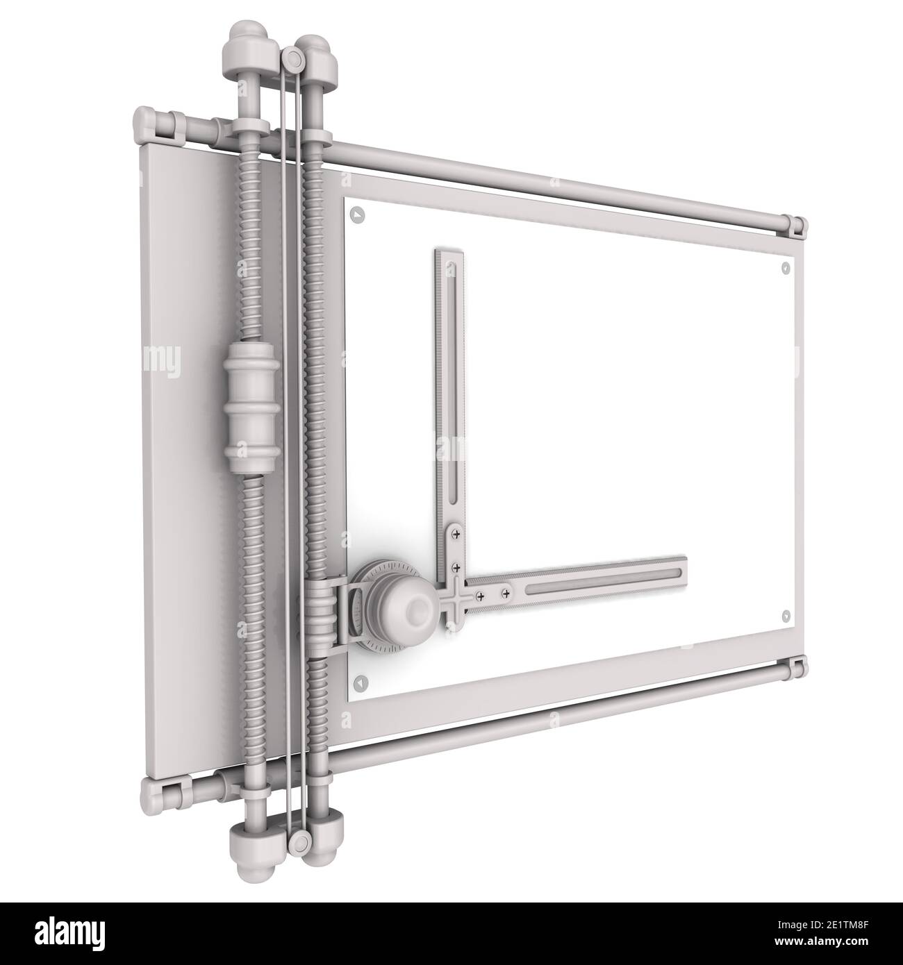 Planche à dessin grise. Carte de mise en plan avec une feuille vierge isolée sur fond blanc. Illustration 3D Banque D'Images